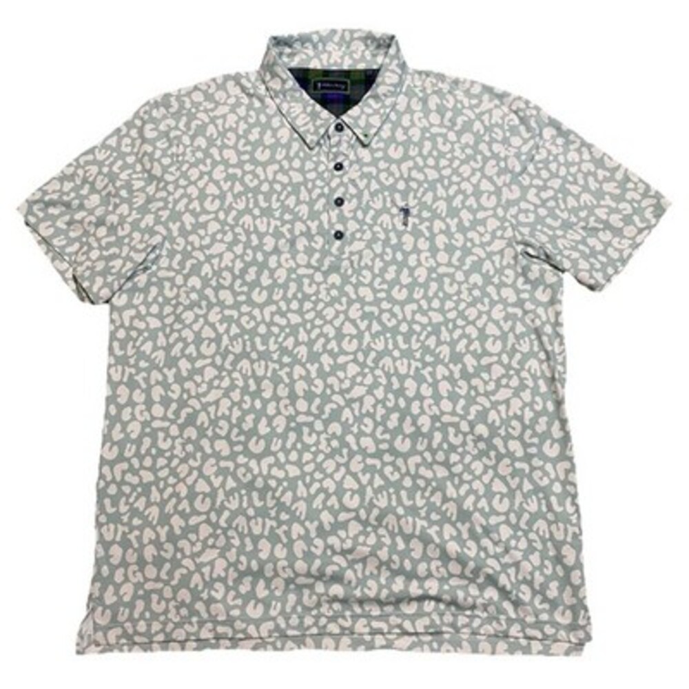 William‎ Murray Mens Golf Polo XL Blue Cheetah Camo AOP Tech performance